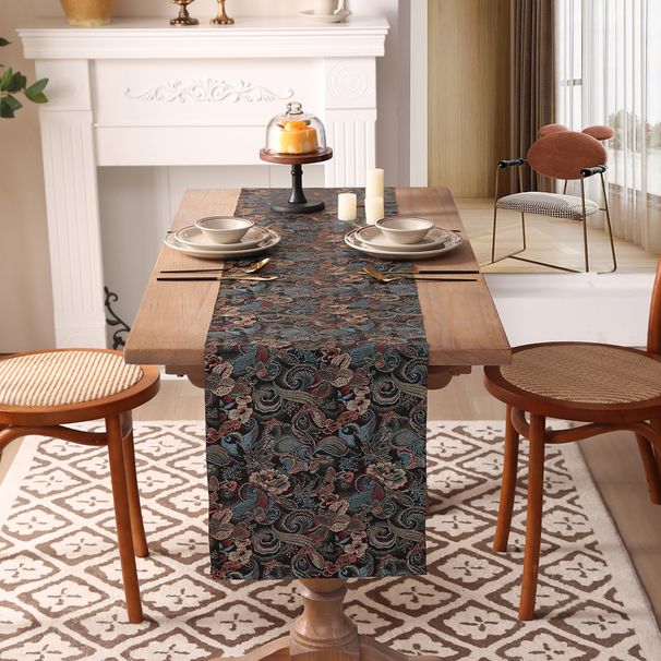 Klasik Şık Masa Örtüsü - Ev İçin Premium Kumaş Yemek Masası Dekoru Uzun Dekoratif Masa Örtüsü_voghion.com