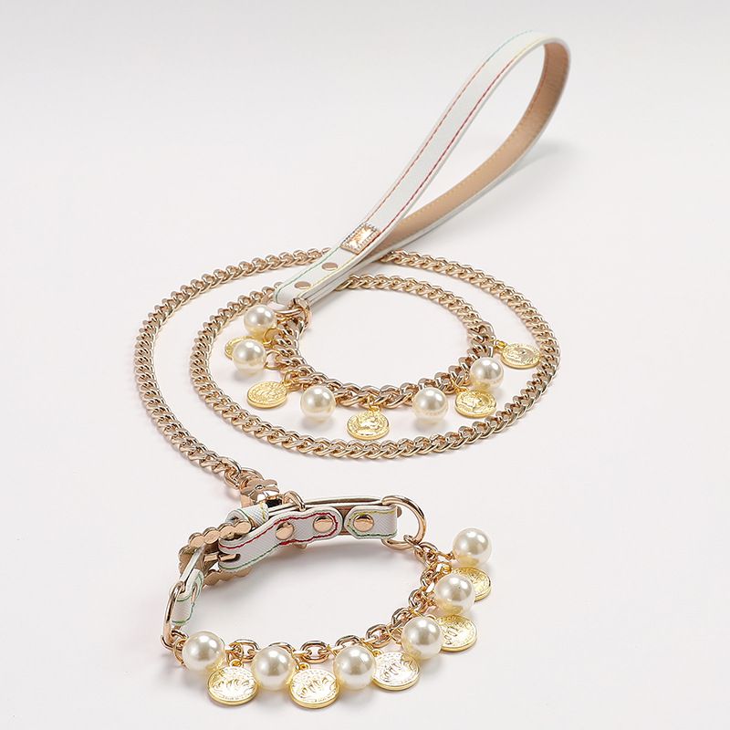 Collier unisexe en perles pour animaux de compagnie, boule d'argile souple, laisse en fil de fer, collier pour chat et chien, fournitures pour animaux de compagnie_voghion.com