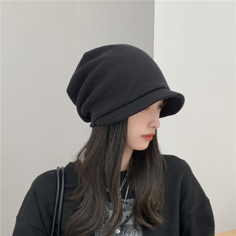 Stacking for children in autumn, giving birth to hats small faces, Korean version with short brims, winter versatile_voghion.com