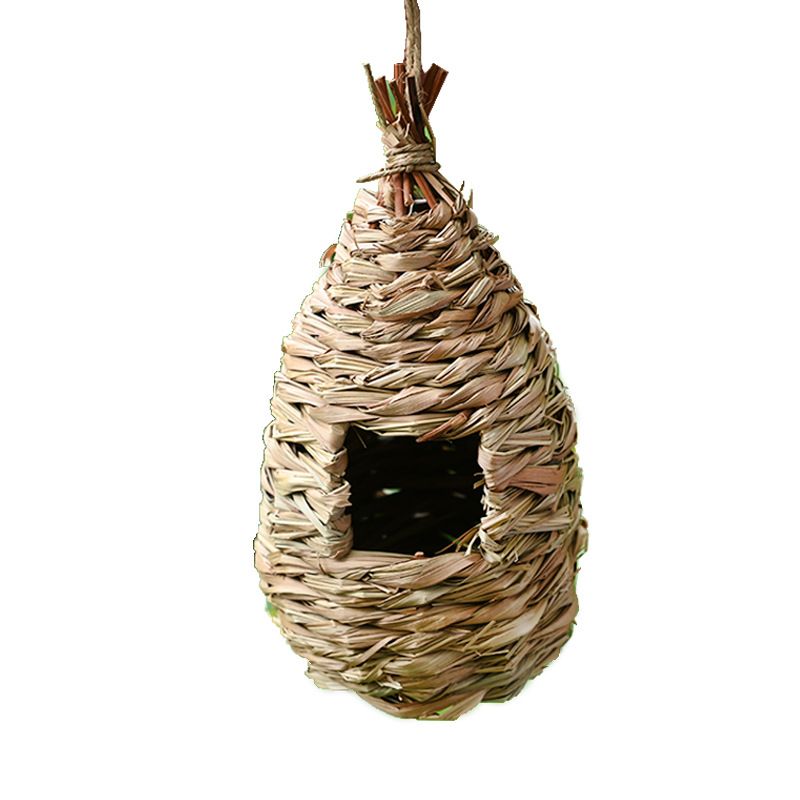 Hadmade Wove Hummigbird House Creative Bird Nest Hibiscus Grass Artificial Birdhouse Gardeig Hagig_voghion.com