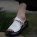 Top Layer Cowhide Wave Thick Sole Peep Toe Strap Casual Sandals_voghion.com