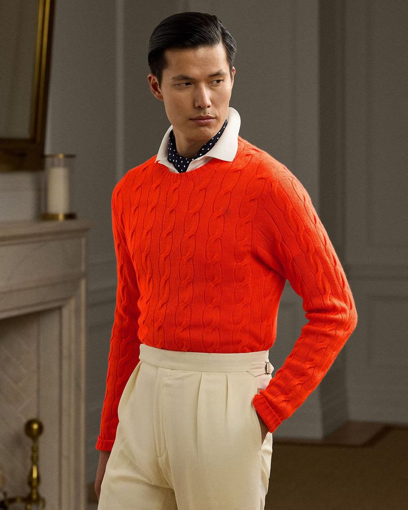 Pull en cachemire pur à col montant et col rond pour homme, simple et décontracté, en laine et cachemire, tricoté par câble_voghion.com