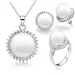 MeiBaPJ Set di gioielli da sposa in argento sterling con fiore di sole e perle d'acqua dolce naturali, anello e orecchini per donna_voghion.com