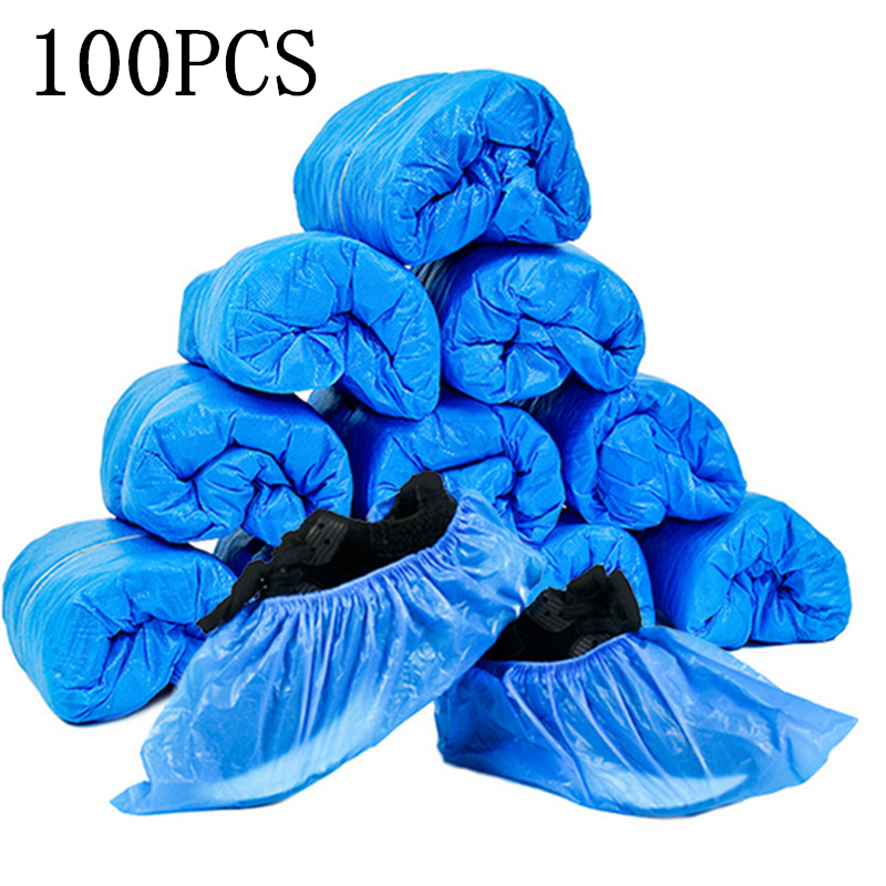 Disposable Shoe Covers (100 Pack) - PE Non-Slip, Waterproof, Construction & EU Workplace Safety_voghion.com