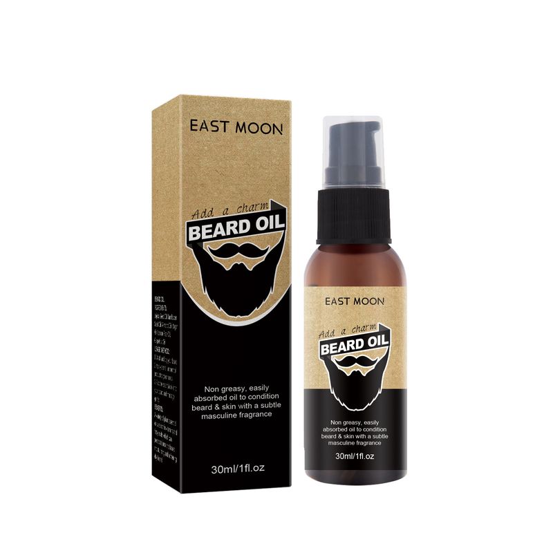 EAST MOON Óleo de tratamento para barba, costeletas faciais masculinas, estilo de barba, hidratante, preto, óleo de tratamento espesso_voghion.com