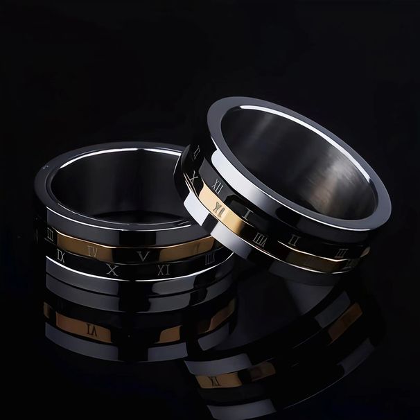 Anello da uomo in acciaio al titanio con numeri romani, girevole, alla moda, versatile e resistente allo sbiadimento._voghion.com
