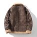 Men's Winter Fleece-Lined Jacket – Faux Shearling Trim, Slim Fit (Dark Brown, M-5XL)_voghion.com