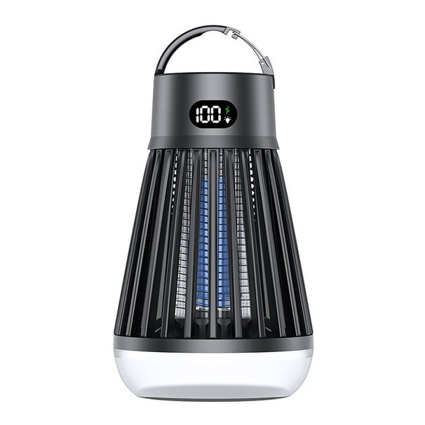 USB Bug Zapper, Mosquito Killer Lamp, Portable Hanging Loop Bug Zapper, IPX5 Waterproof, 2000mAh Fly Zapper For Summer Trip, Outdoor Camping Black_voghion.com
