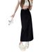 Grey suit high waist slimming straight half for women 2024 spring and autumn versatile commuting mid length skirt with a_voghion.com