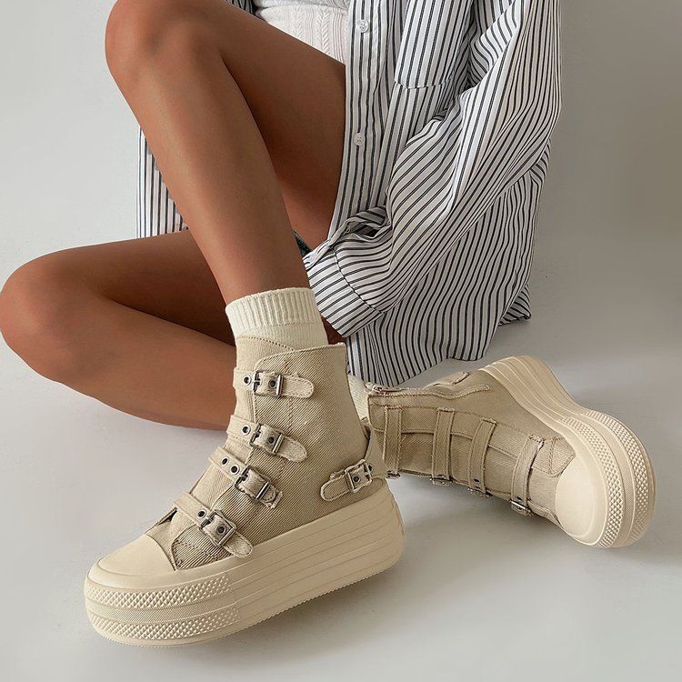 Women's High Top Canvas Shoes 2025 Fall And Winter New Thick Bottom Outdoor Platform Shoes_voghion.com