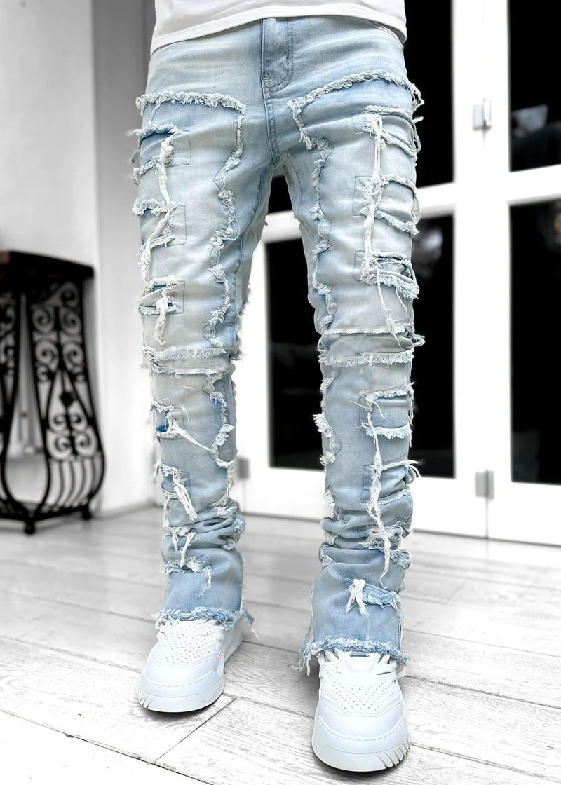 Mode Stretch Patch männer Jeans Y2K Patchwork Kreative Quasten Dekoration Gerade Denim Hosen Für Männer Hip Hop Jean Hosen_voghion.com