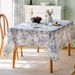 Scandinavian Blue Floral Tablecloth – Waterproof Cotton-Polyester Blend For Dining & Picnic (Multiple Sizes) – Bohemian Decor With Non-Slip Backing_voghion.com