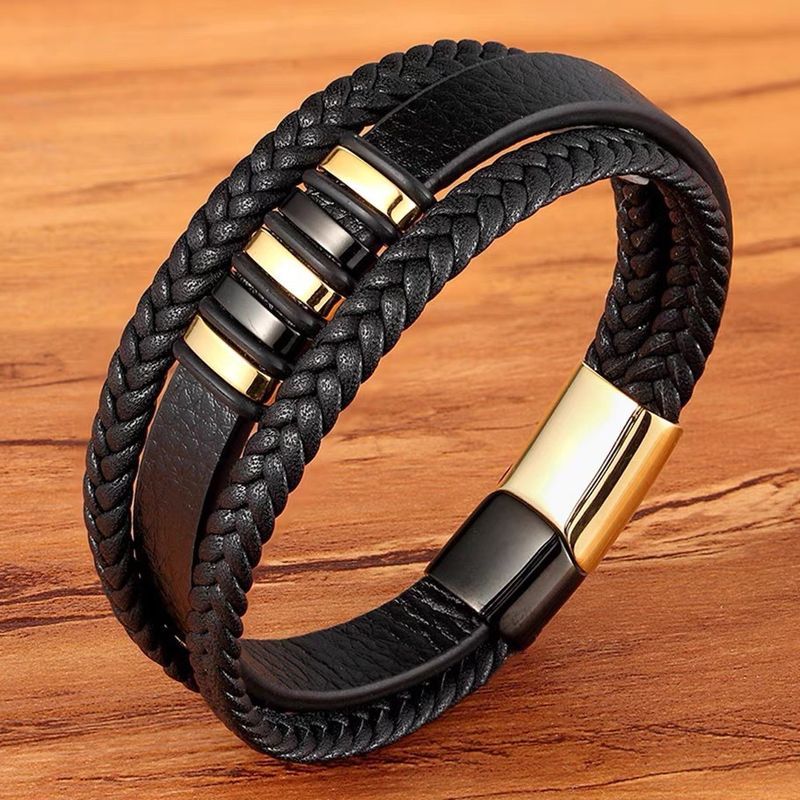 Rope Woven Bracelet, Genuine Leather Multi-layer Jewelry For Men_voghion.com