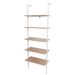5-Shelf Wood Ladder Bookcase with Metal Frame Industrial 5-Tier Modern Ladder Shelf _voghion.com