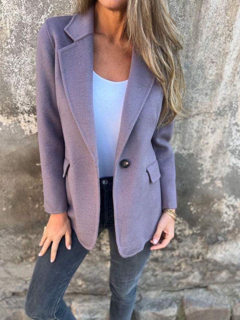 2024 new autumn and winter casual solid color suit woolen jacket women's clothing_voghion.com