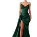 Sleeveless Cocktail Party Sexy Mermaid Strapless Bridesmaid Slit Dress_voghion.com