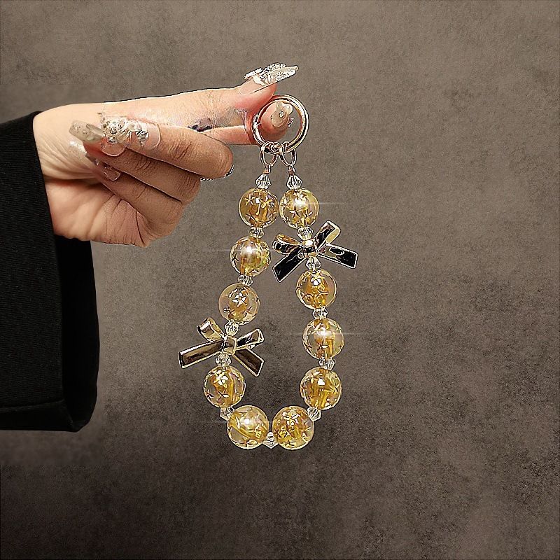 Pacchetti e set di accessori per telefono cellulare, catena per telefono cellulare con fiocco alla moda, catena corta da polso, cordino per telefono cellulare con perline fatto a mano, custodia per telefono cellulare_voghion.com