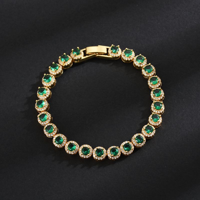 Vergoldetes Smaragd-Tennisarmband für Männer im Hip-Hop-Stil, Unisex-Persönlichkeit, High-End-Volldiamant-Zirkon_voghion.com