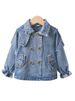 Meedercher Denim Jacket Fréijoer an Hierscht bestickt Spëtzekleeder Top Fir Puppelchen Meedercher_voghion.com