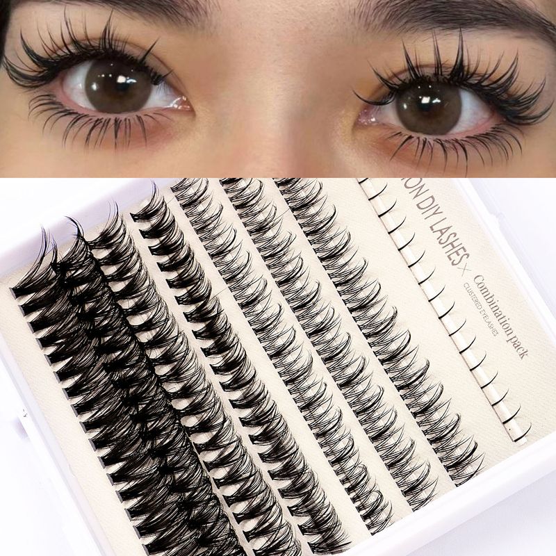 Faux cils Nouvelle collection de faux cils segmentés en grappe unique Cils inférieurs Ensemble de colle à cils segmentés 30D Little Devil_voghion.com