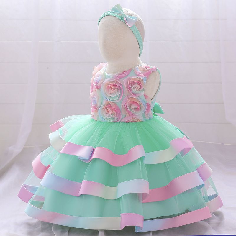 Mother & Kids Foreign trade children's princess dress Western style girl colorful cake puffy dress girl's one-year-old dress_voghion.com