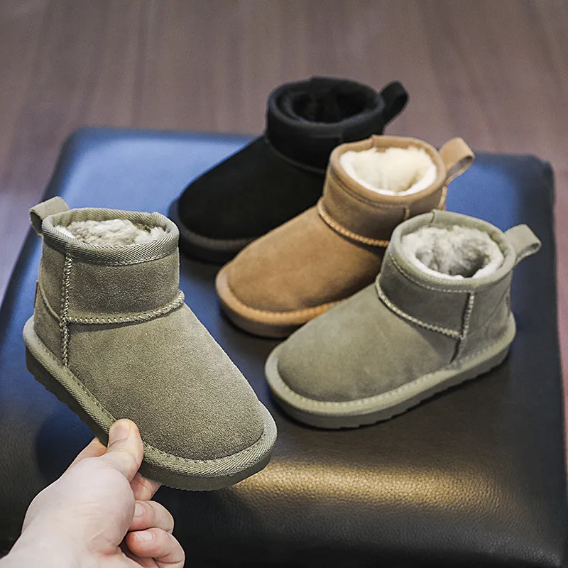 Baby Snow Boots Boys Cotton Shoes Winter Extra Fleece Warm Baby Shoes Real Leather Cotton Boots Girls Shoes_voghion.com