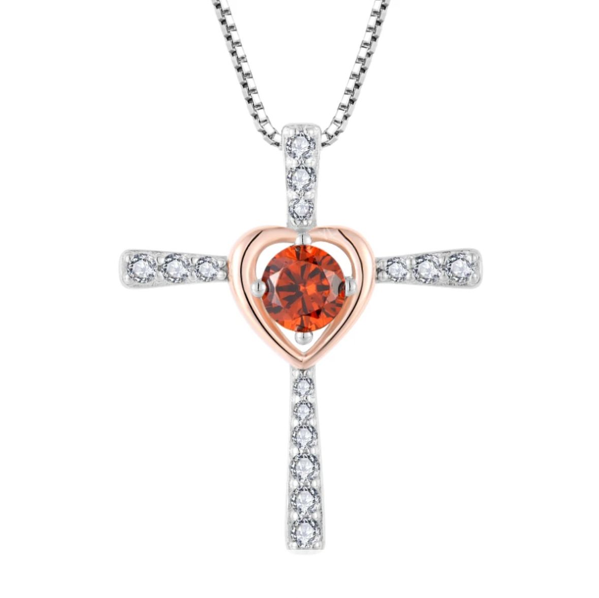 Collana con ciondolo a forma di cuore con croce e catena a maglie larghe, elegante collana a strati in argento sterling 925, gioielli ispirati all'amore e alla fede_voghion.com