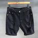 Men's Clothing Summer White Ripped Denim Shorts Men's Korean Slim Elastic Five Point Breeches Trendy All Match Mid Length Pants_voghion.com