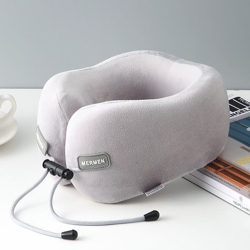 Cuscino da viaggio a forma di U in cotone con memoria a lunga distanza per aereo, portatile_voghion.com