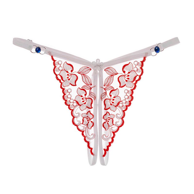 Provoking Perspective bestickte Unterwäsche für Damen, sexy Flash-Diamant-Taille, verstellbar, sexy, offener Schritt, Netz-Tanga_voghion.com