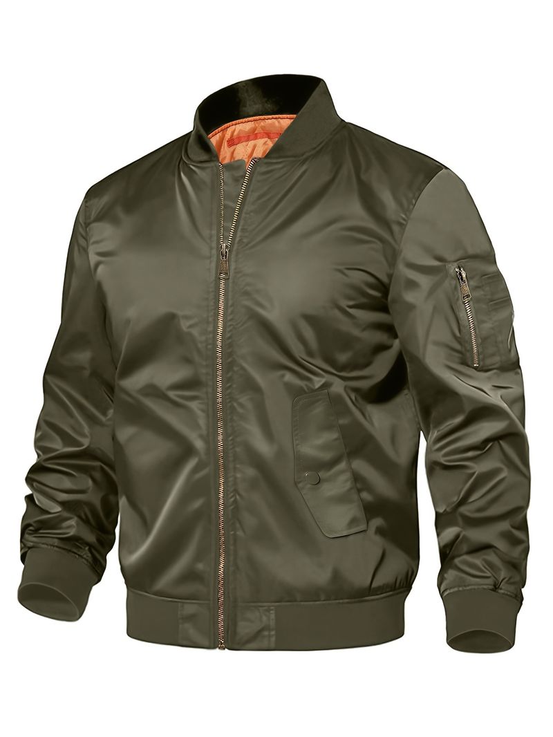 Giubbotto bomber da uomo in stile MA-1 - Giacca in nylon slim fit ispirata all'esercito con collo alto (6 colori, dalla XS alla XXXL)_voghion.com