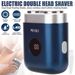 Portable Rotary Dual Ring Electric Shaver Rechargeable Waterproof Pocket Razor_voghion.com