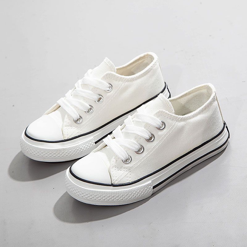 Kids' shoes Children's low top canvas shoes spring and autumn new white shoes Wenzhou vulcanized shoes boys and girls lace up student sneakers_voghion.com