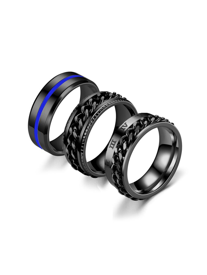 Ready Stock 3PCS Men Chain Decor Rings_voghion.com