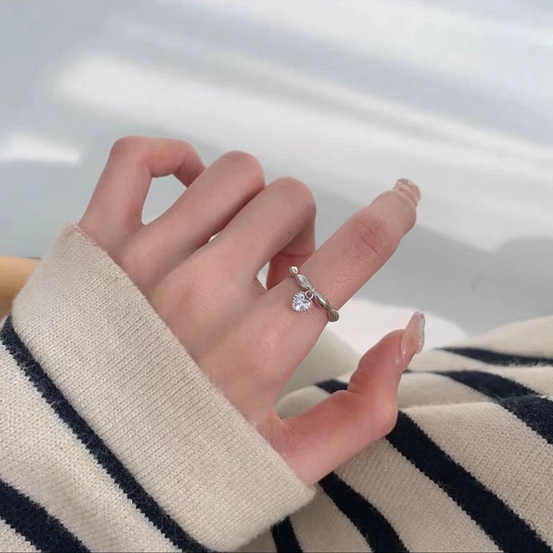 QMCOCO Catena di perle, gioielli elastici da donna, regalo, argento, anello con ciondolo a forma di cuore creativo alla moda, squisito_voghion.com