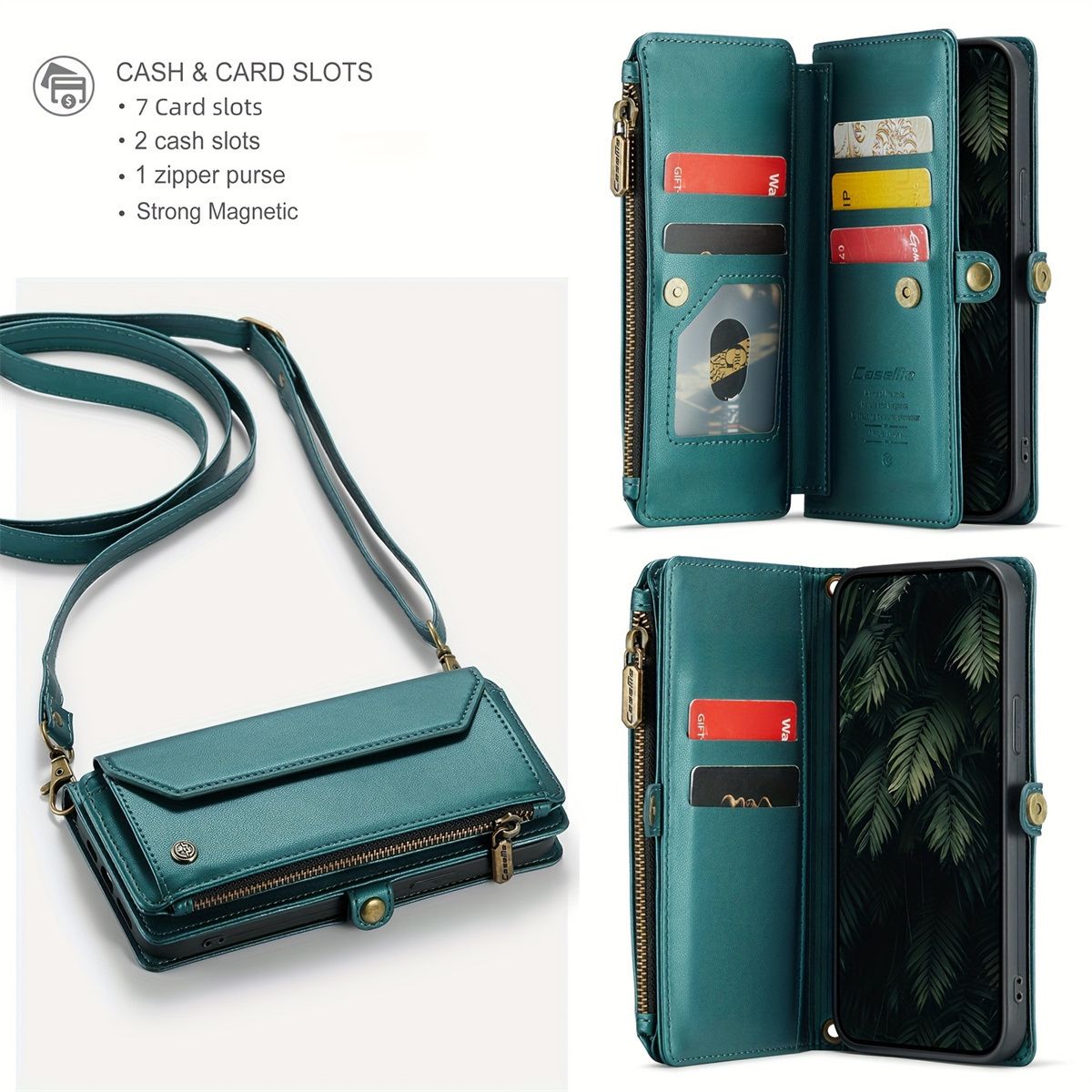 Wireless Charging, Blocked Card Slot, Flip-Open PU Leather Protective Case - Compatible with 12/13/14/15 Plus Pro Max, Stylish Shoulder Bag Design_voghion.com