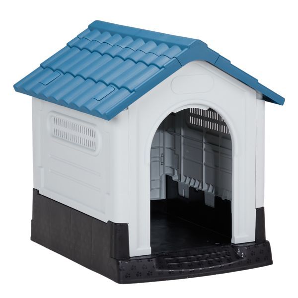 33 Inch Large Plastic Dog House, Indoor Outdoor Doghouse Pet House With Air Vents And Elevated Floor, Insulated Water Resistant Puppy Shelter Kennel_voghion.com