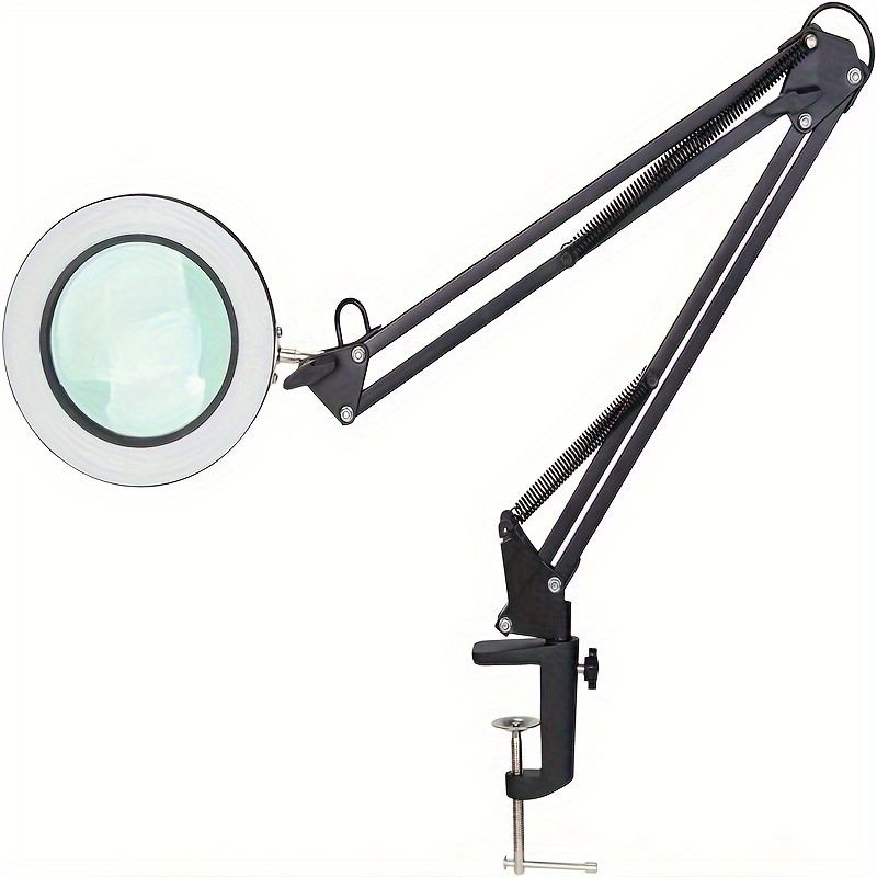 Magnifying 10X Glass With LED Task Light, 1100 Lumen 3 Color Stepless Dimming, 6 Inch Real Glass Lens LED Lighted Magnifier, Adjustable Swing  With_voghion.com