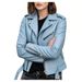 Veste courte en cuir grande taille pour femme ; veste de moto ; blazer amincissant ; manteau en cuir pour femme_voghion.com