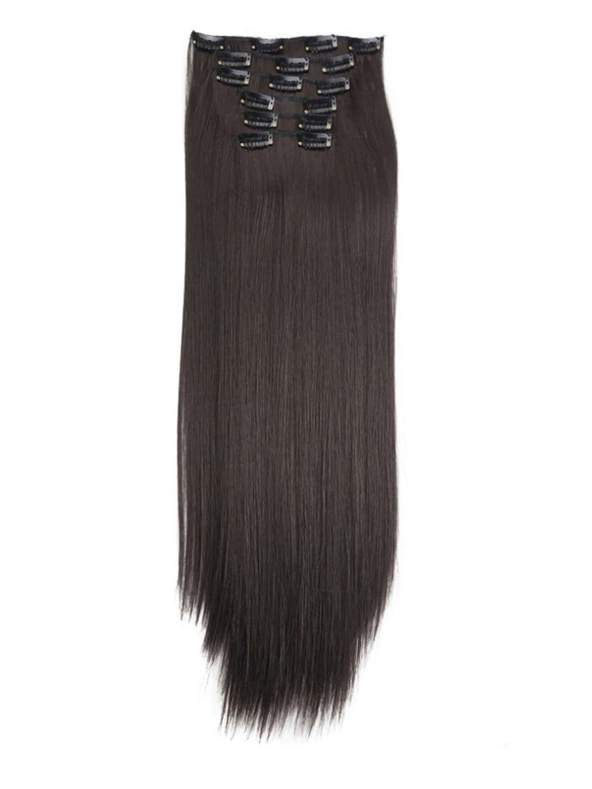 Extensions Multicolor 16 Clip Straight Hair Synthetic Female Wig Piece_voghion.com