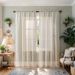 French Cream Sheer Curtains - White Voile Window Drapes For Living Room & Bedroom (Light Filtering Not See-Through, Ready-Made, Boho Chic Style)_voghion.com