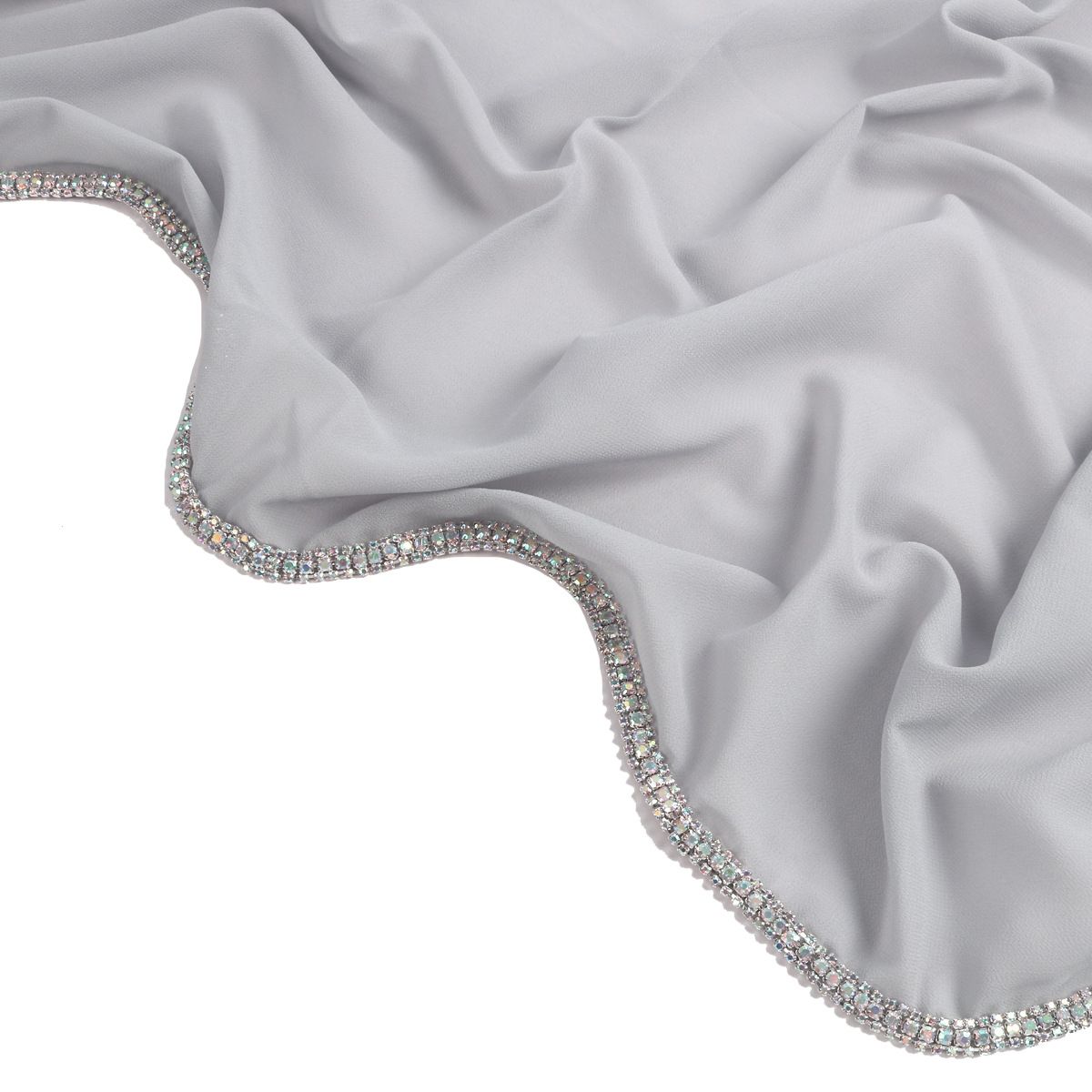Muslim headscarf Rhinestone Chain Scarf With Long Edge Scarf Scarf Scarf Chiffon Solid Color_voghion.com