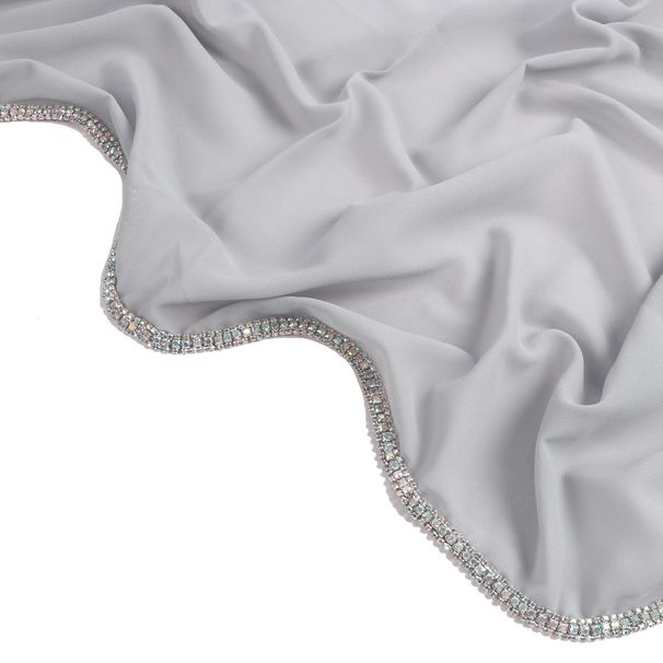 Muslim headscarf Rhinestone Chain Scarf With Long Edge Scarf Scarf Scarf Chiffon Solid Color_voghion.com