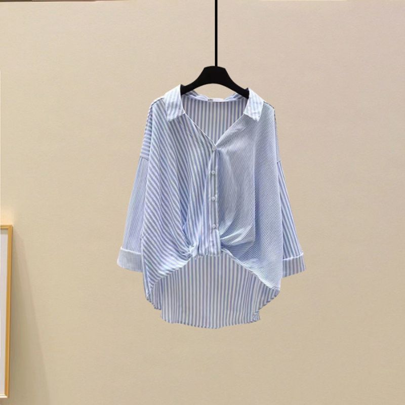 Vêtements pour femmes Costume d'été nouvelle chemise rayée avec jupe en jean taille haute costume deux pièces_voghion.com