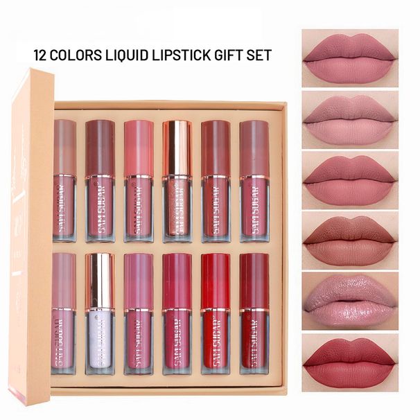 SAM SUGAR 12-Farben-Lipgloss-Set mit mattem Samt_voghion.com
