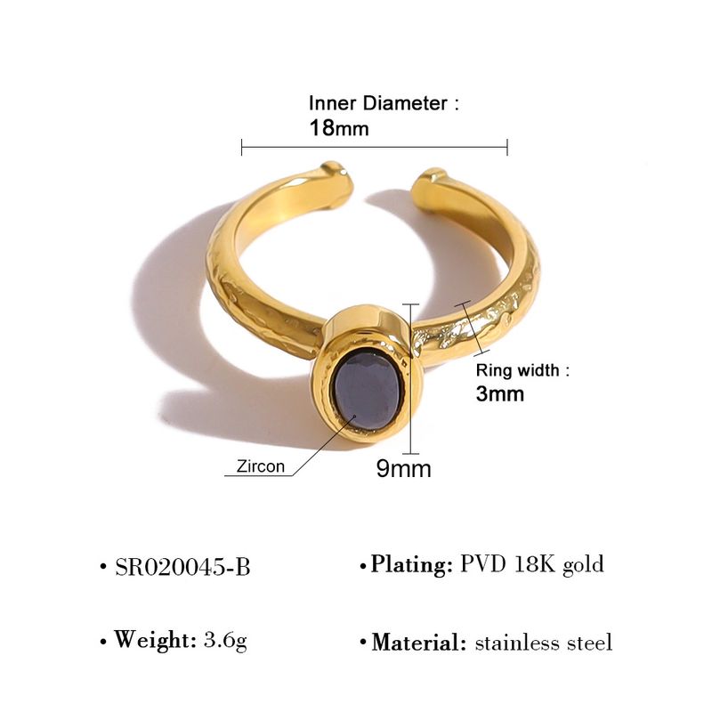 Franséischen Retro-Stil faarwege Zirkonring fir Fraen Einfachen an modeschen oppene Titanstahlring Verstellbar_voghion.com