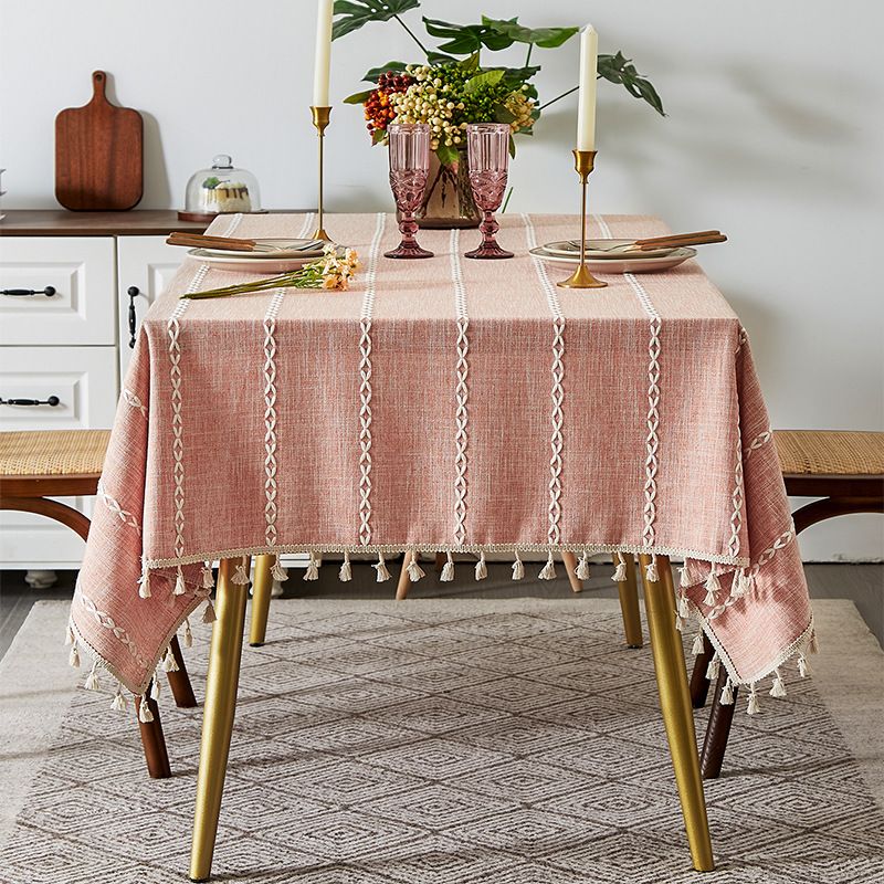 Minimalist Striped Tablecloth – Polycotton Blend For Dining & Coffee Tables (140x200cm, Washable, Non-Slip, Heat-Resistant, Scandinavian Style)​_voghion.com