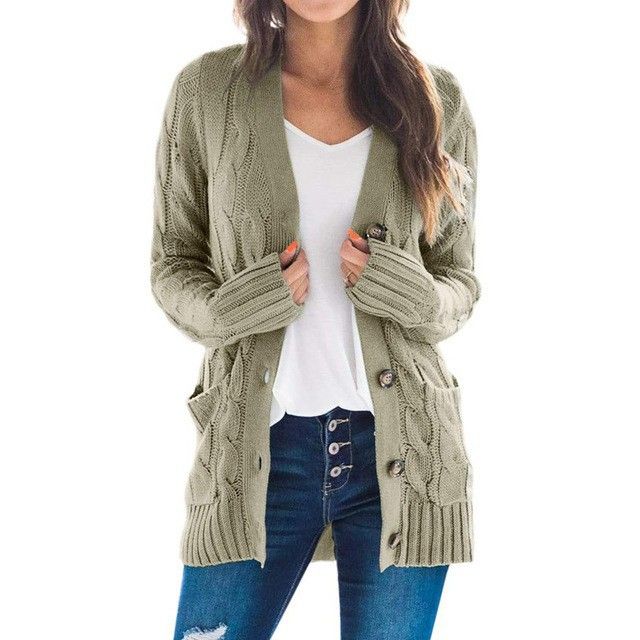 Dametøj single style snoet cardigan sweater dame enkeltradet langærmet uldfrakke dame_voghion.com