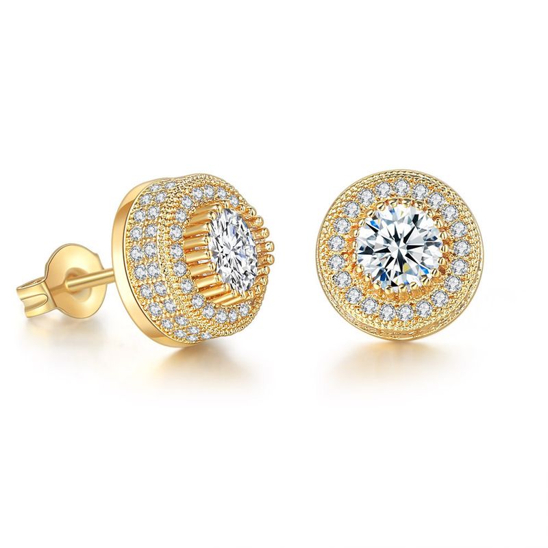 Brincos simples e elegantes, sem desbotamento, brincos de agulha de prata com diamantes completos_voghion.com