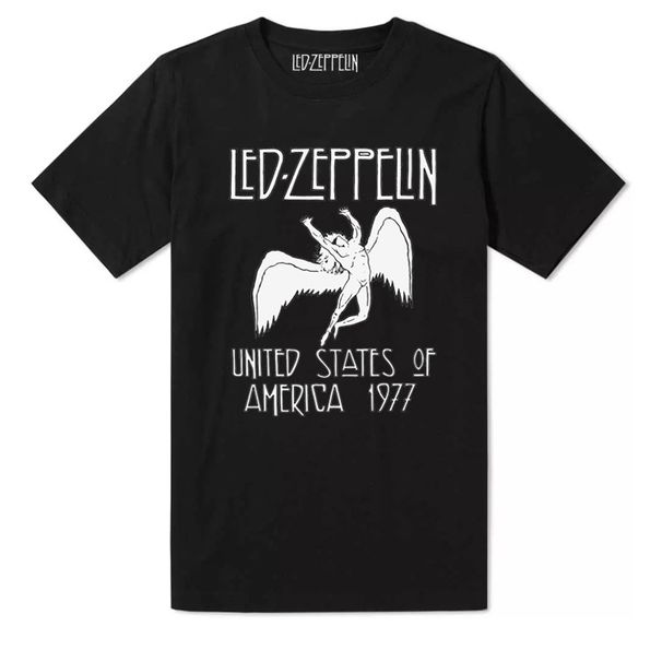 Erkek Giyim LED ZEPPELIN Zeppelin rock grubu retro klasik erkek baskılı kısa kollu tişört Tişört_voghion.com